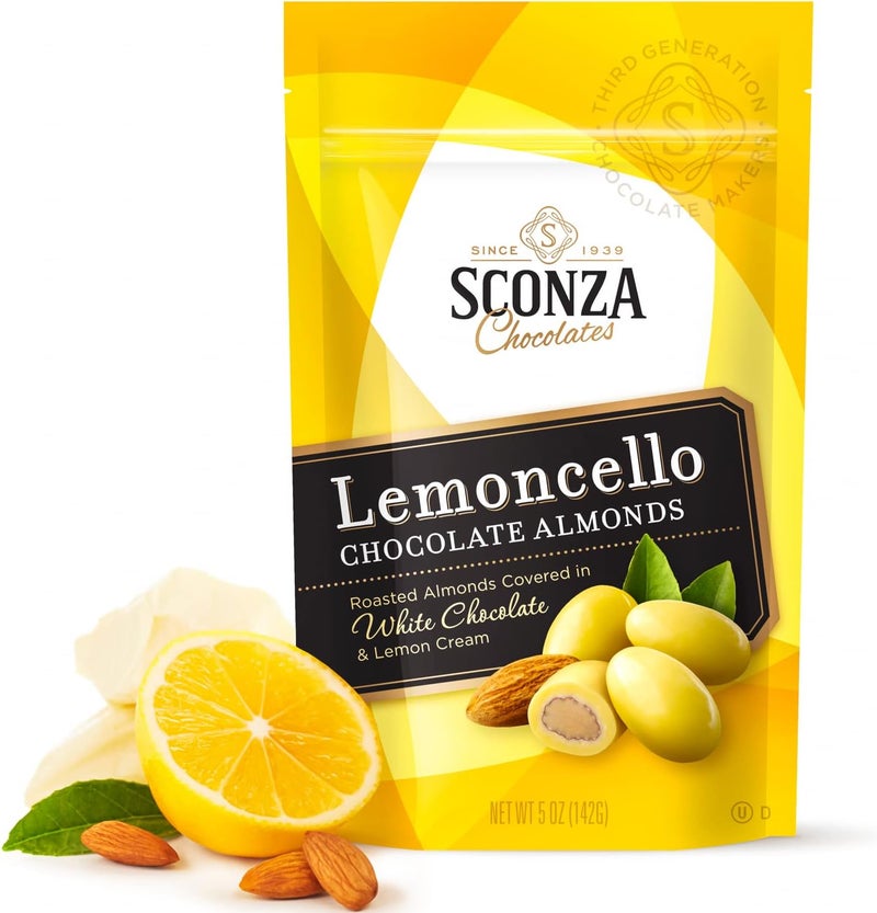 Sconza Lemoncello Chocolate Covered Almonds - 5 Oz - Image 1